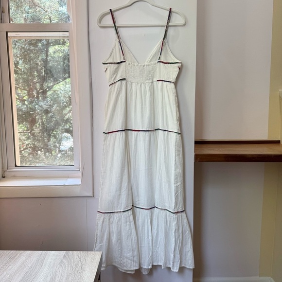 NWT Caroline Constas Maxi Dress Cotton Beaded Embroidered Tiered White Small - Picture 8 of 8